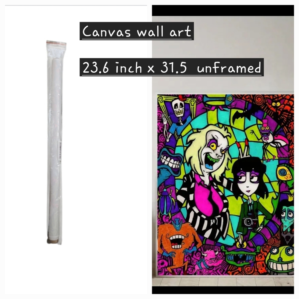 Beetlejuice Lydia Stained Glass Canvas Wall Art 24x32 Unframed New Rolled